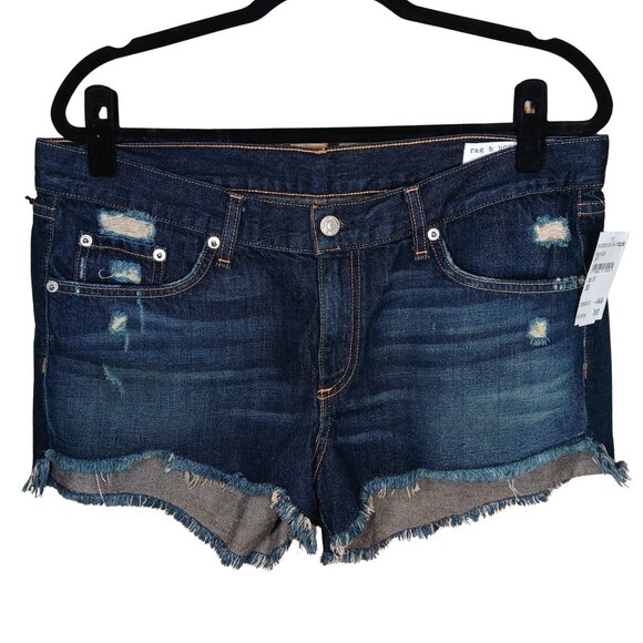 Rag and Bone Doris Dark Wash Cutoff Shorts 30 Mid-Rise - Picture 1 of 10
